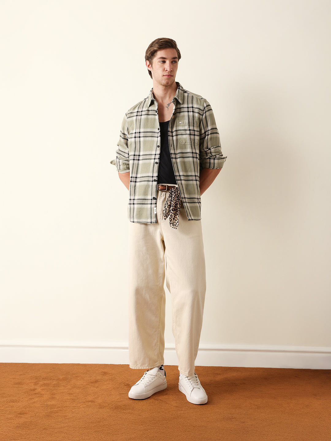 Green Regular Fit Checked Flannel Casual Shirt