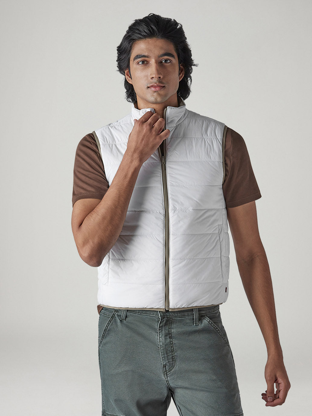 Men's Solid Slim Fit Reversible Puffer Jacket
