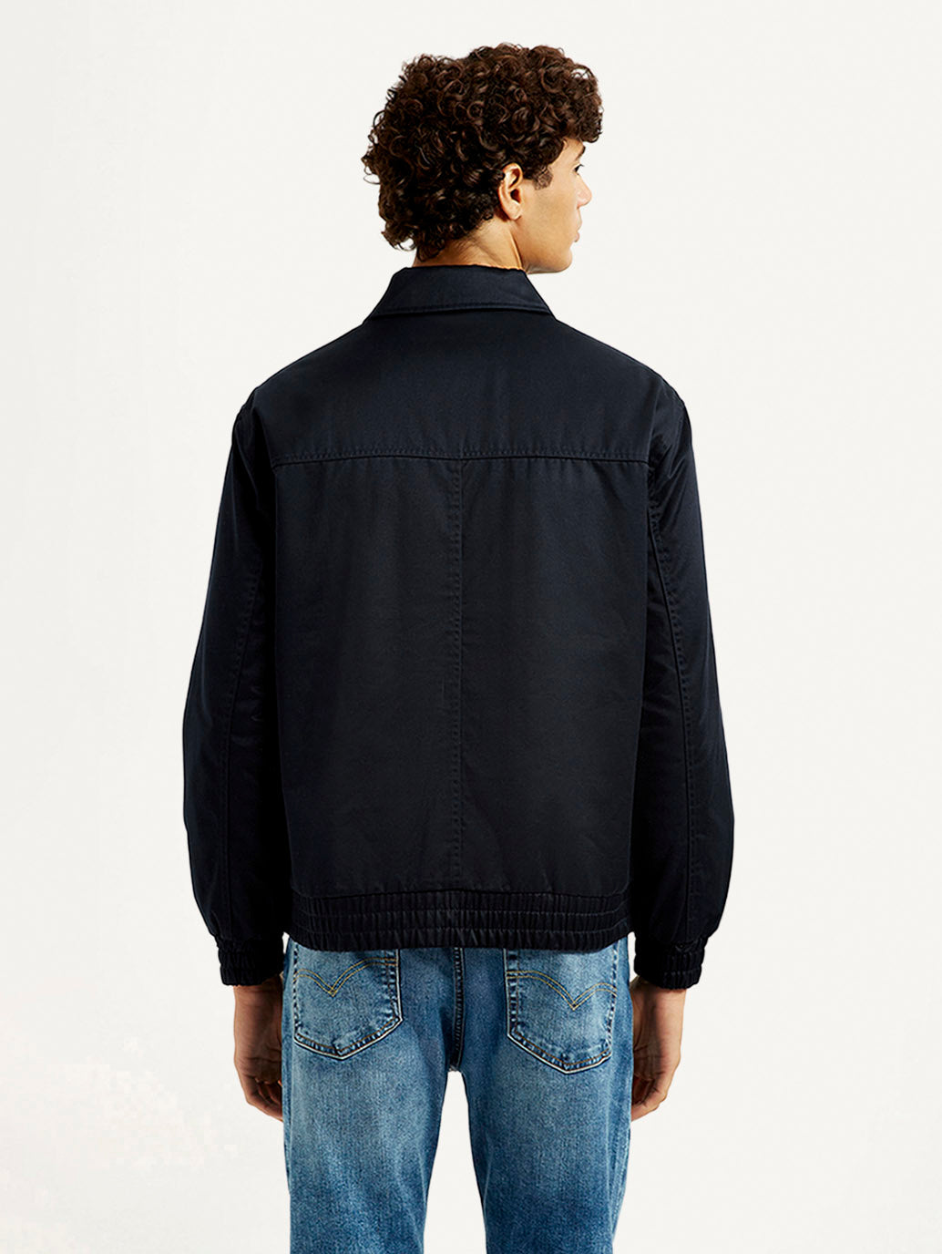 Men's Navy Solid Slim Fit Jacket