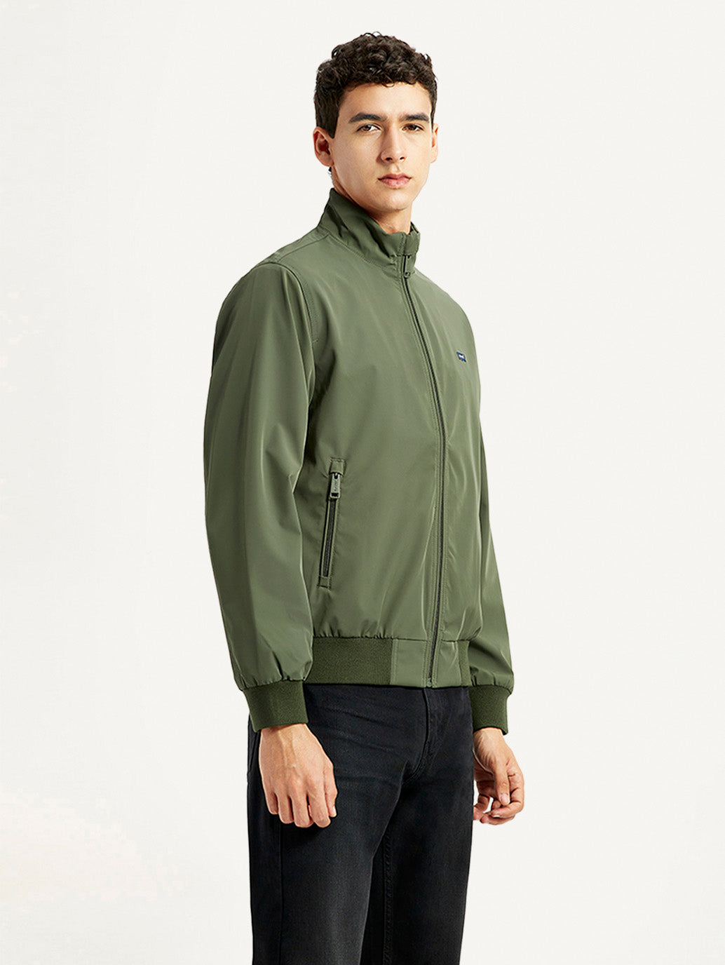 Men's Solid Slim Fit Bomber Jacket