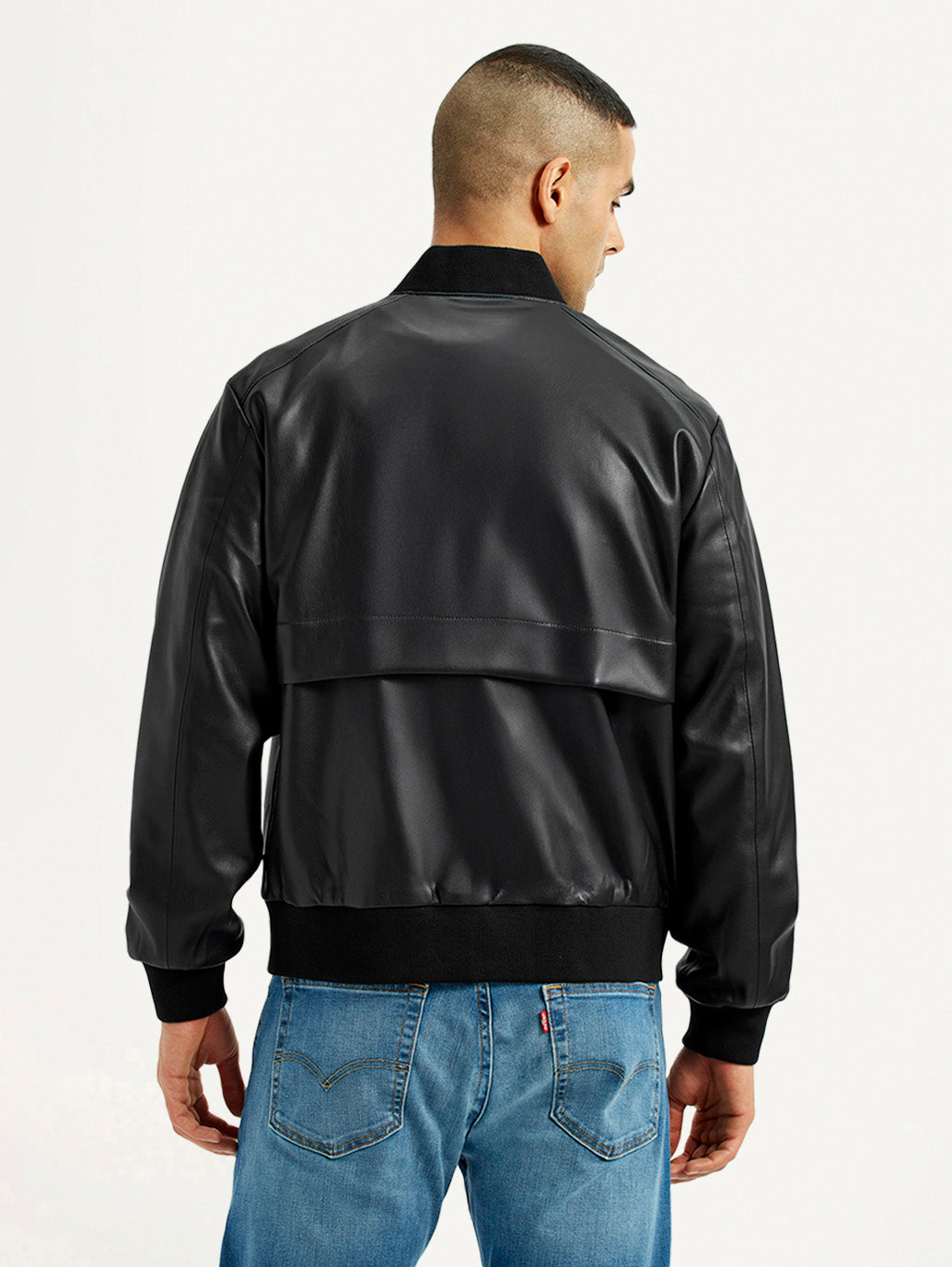 Men's Solid Black Bomber Jacket