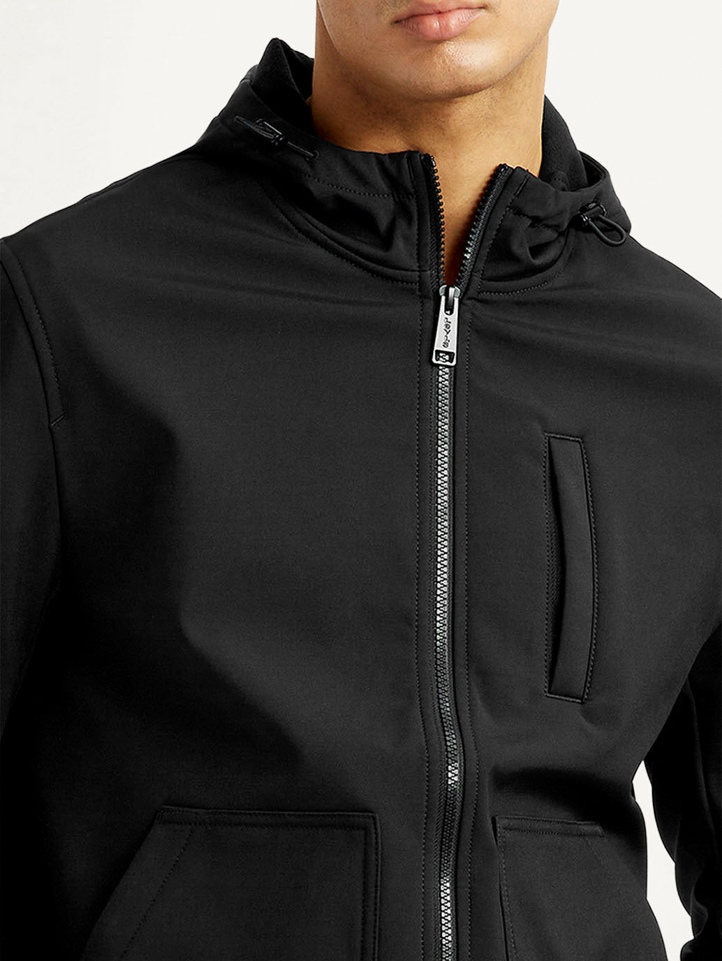 Men's Solid Black Windcheater Jacket