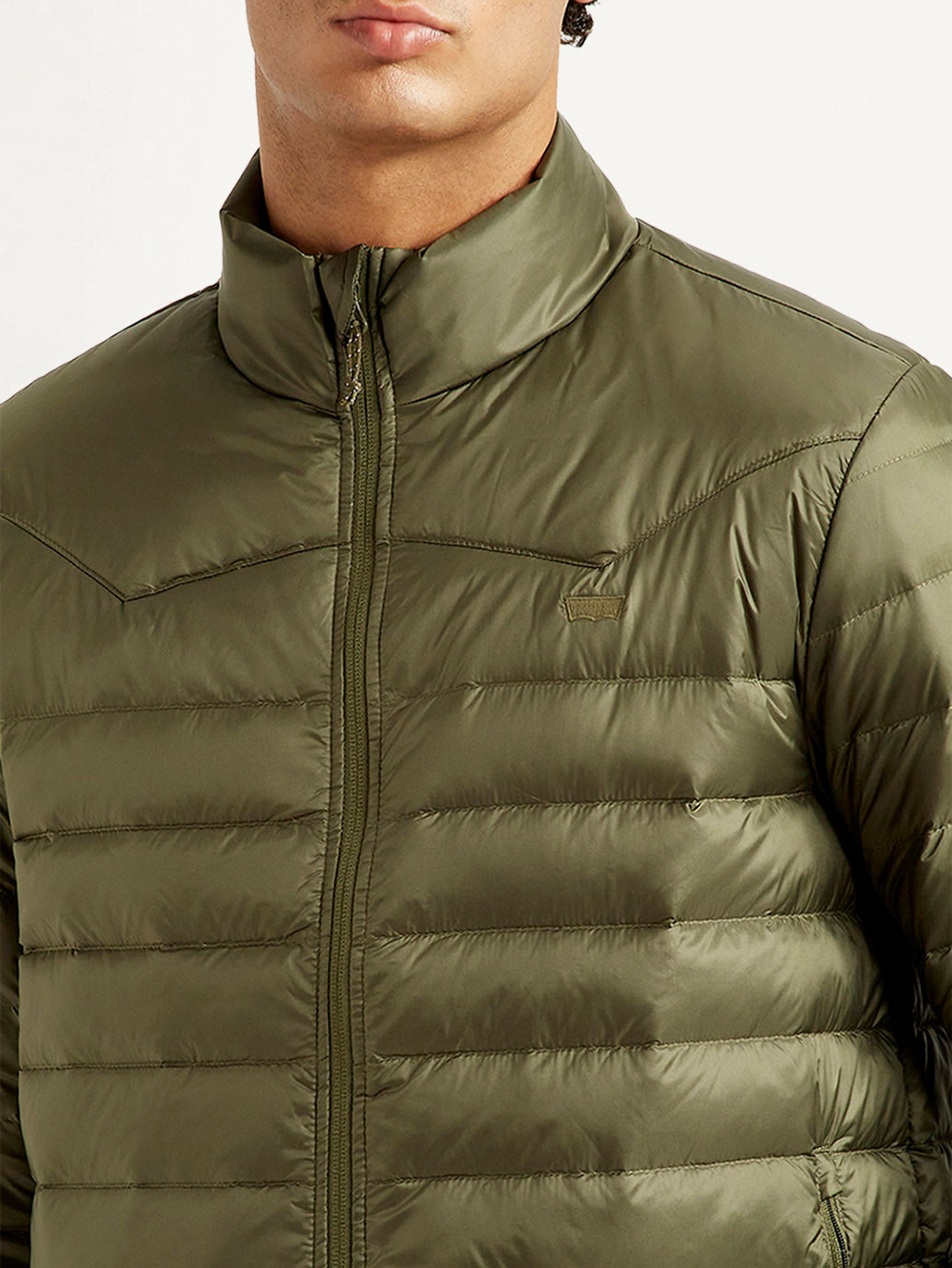 Men's Quilted Olive Puffer Jacket