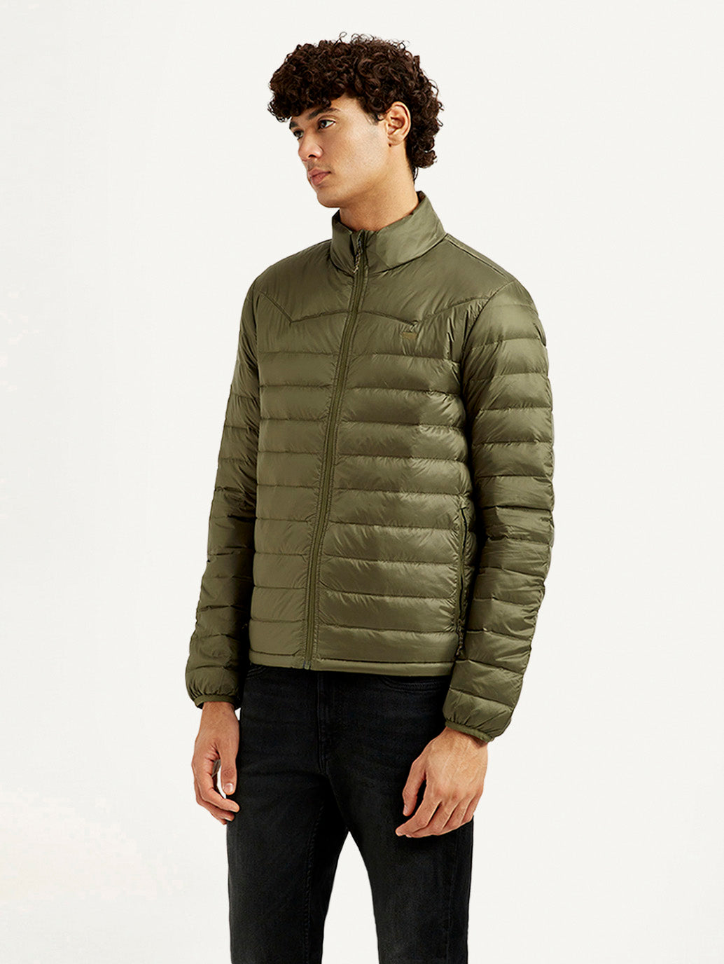 Men's Quilted Olive Puffer Jacket