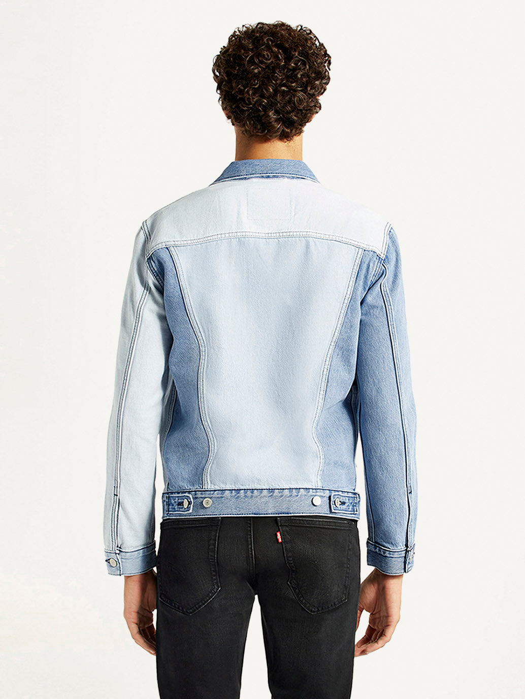 Men's Patchwork Light Blue Denim Trucker Jacket