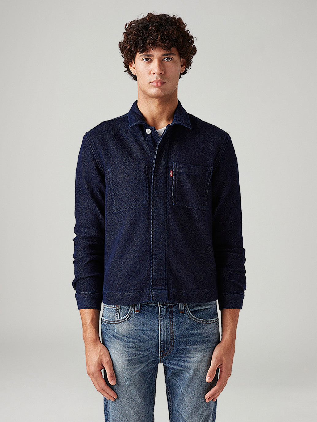 Men's Solid Relaxed Fit Denim Trucker Jacket