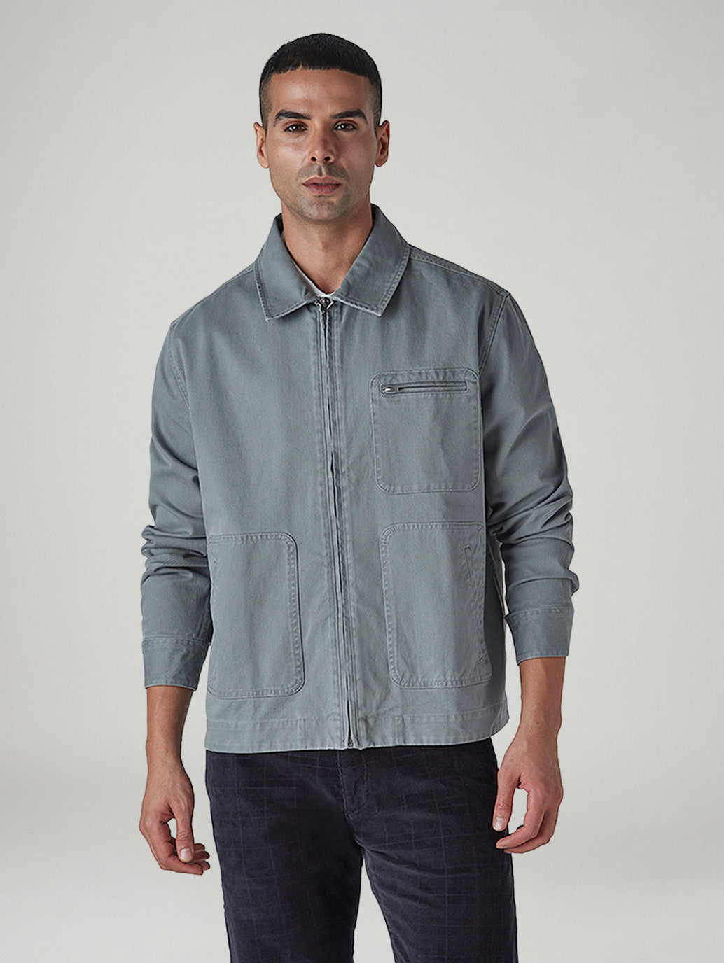 Men's Solid Grey Jacket