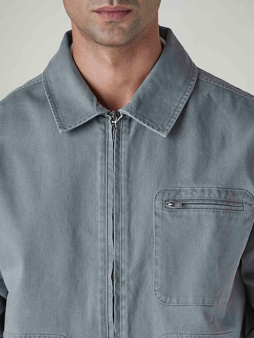 Men's Solid Grey Jacket