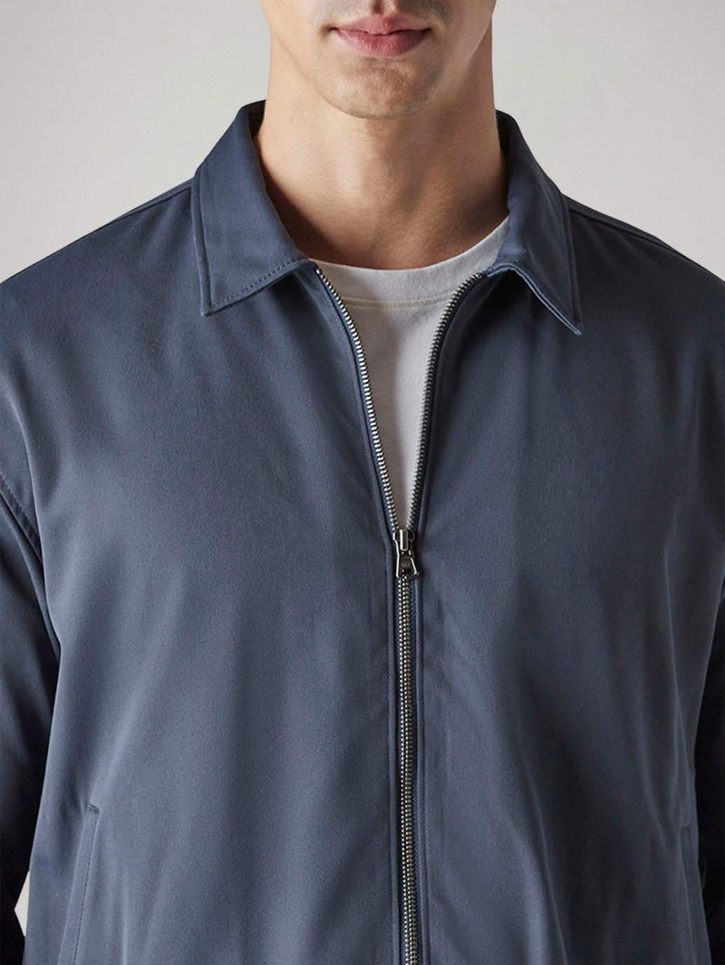 Men's Solid Regular Fit Redloop Denim Tech Jacket
