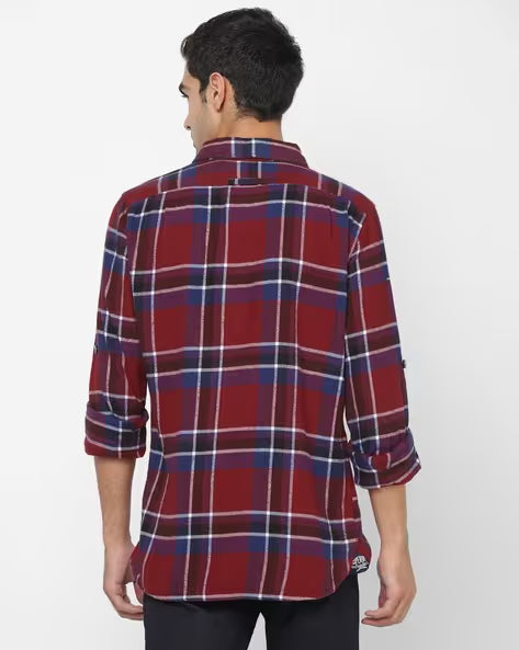 Checks Boxy Fit Cropped Flannel Shirt