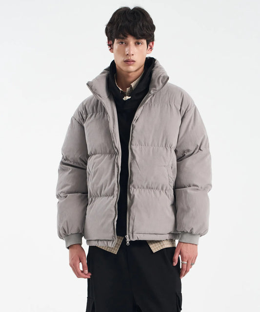 Stylish Gray Puffer Jacket Winter Fashion