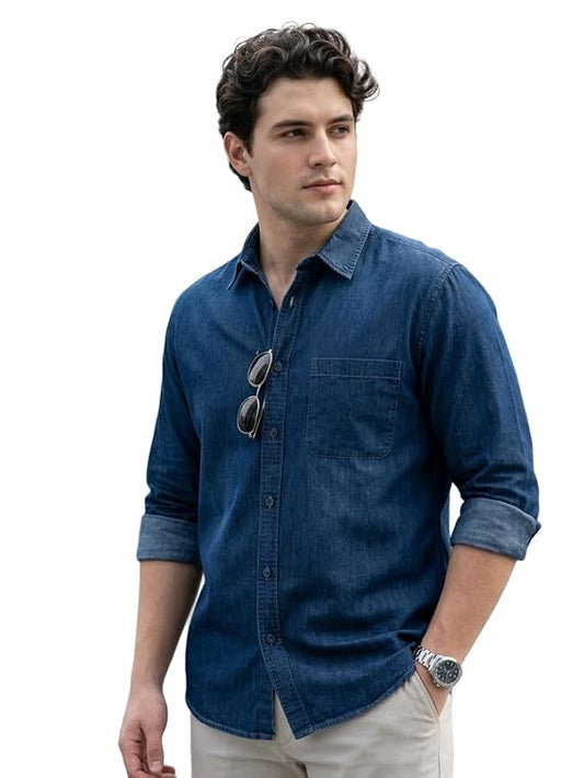 Men's Full Sleeve Regular Fit Casual Denim Shirt