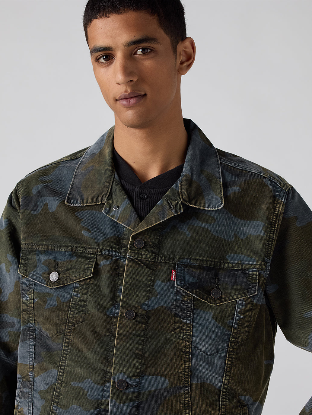 Men's Camouflage Relaxed Fit Denim Jacket
