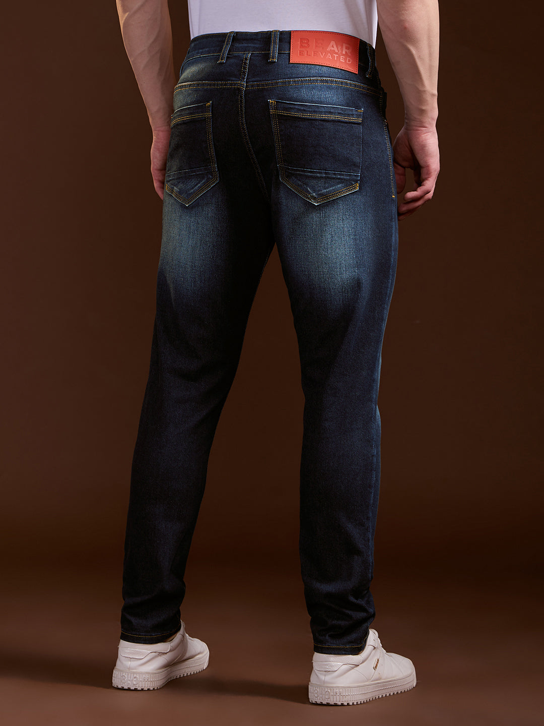 Dark Blue with Mid Fade Slim Fit Mid-Rise Jeans