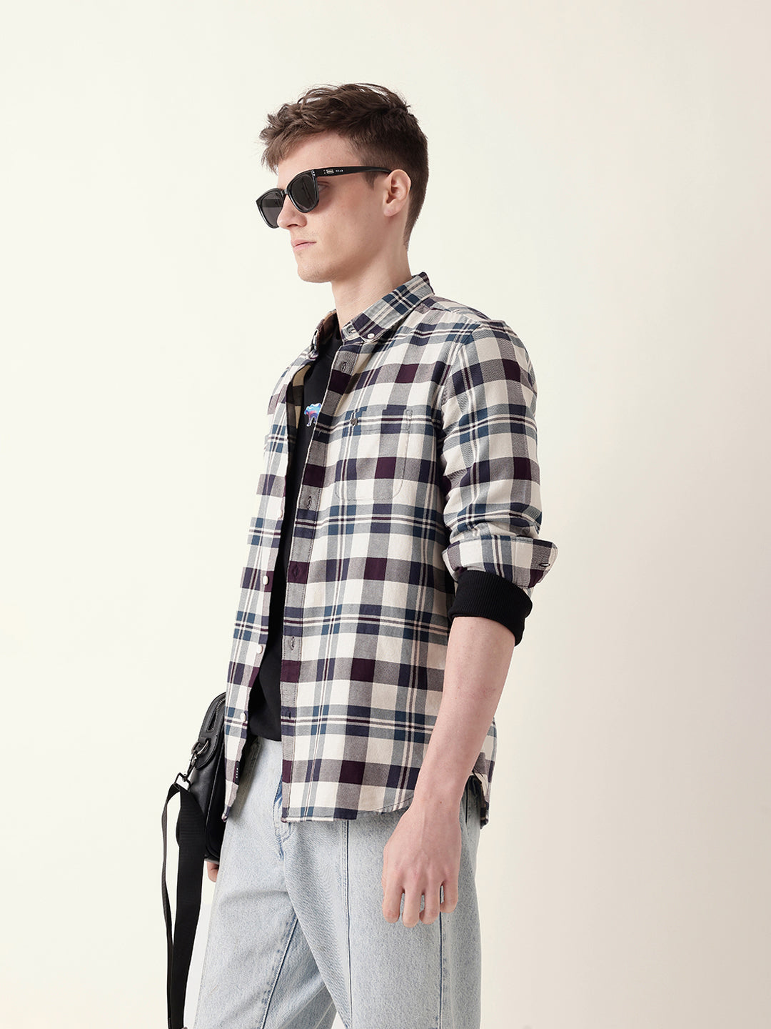 Multicolor Woven Tartan Checked Slim Fit Casual Shirt