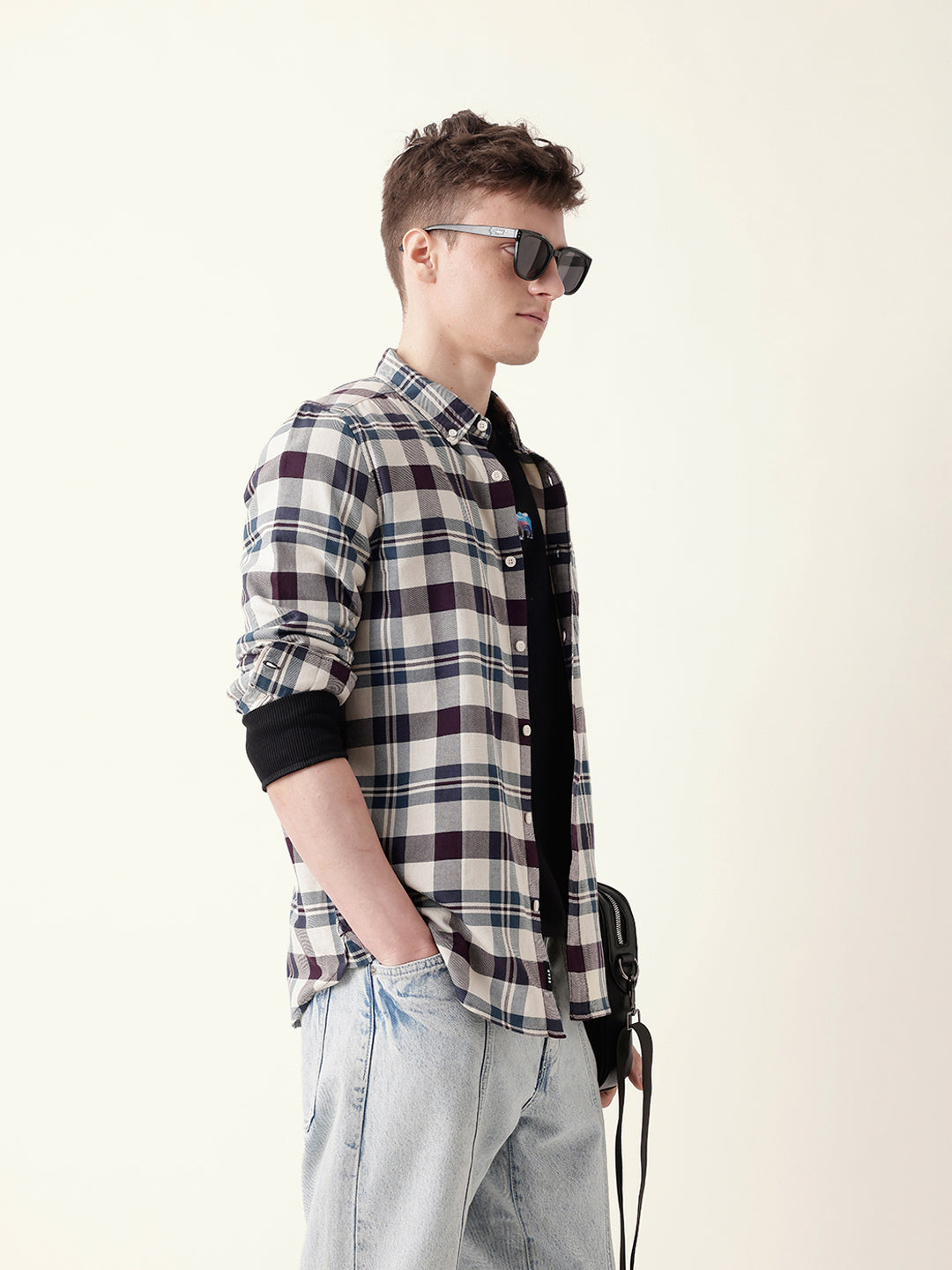Multicolor Woven Tartan Checked Slim Fit Casual Shirt
