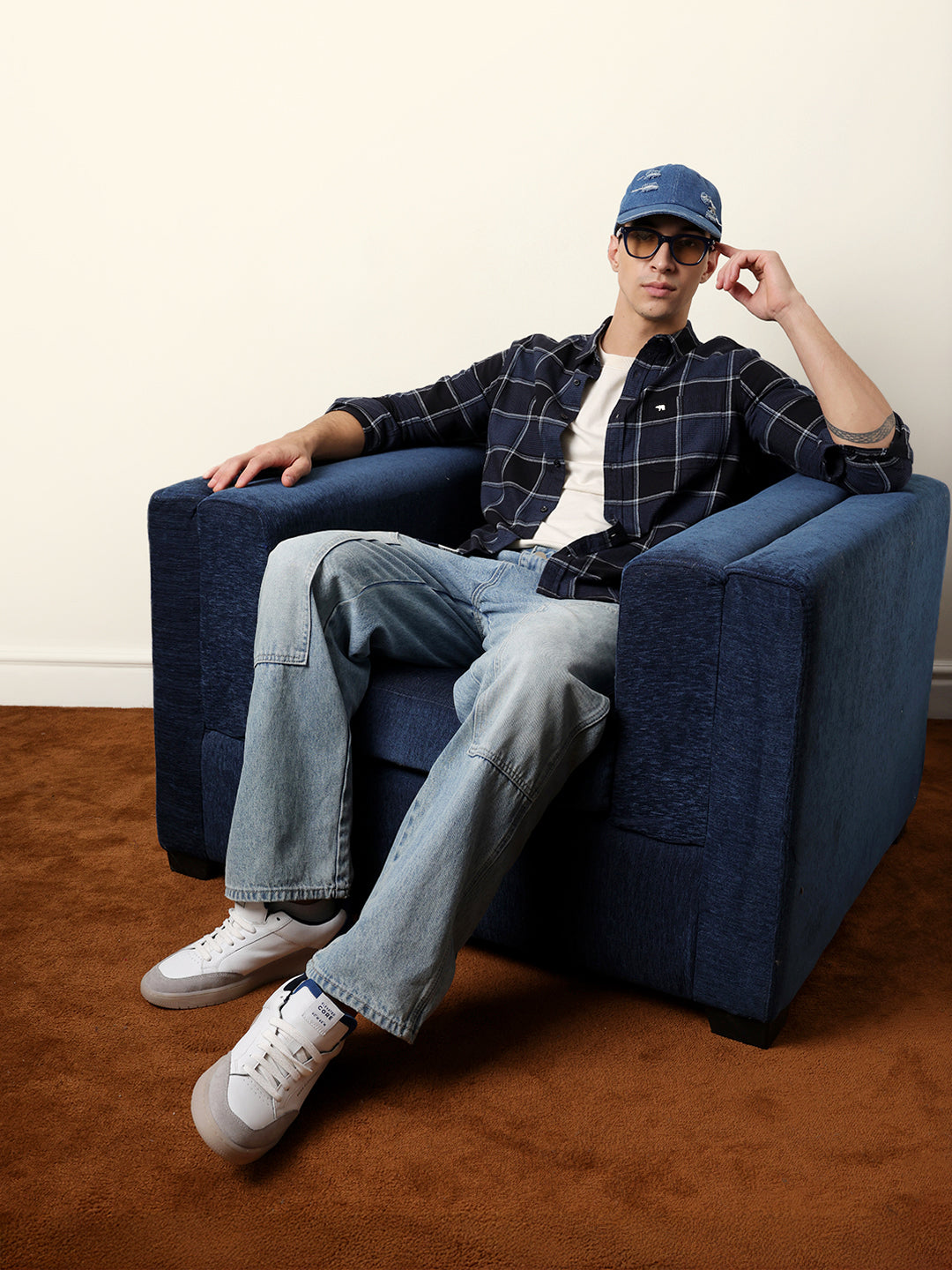 Blue Regular Fit Woven Check Flannel Casual Shirt