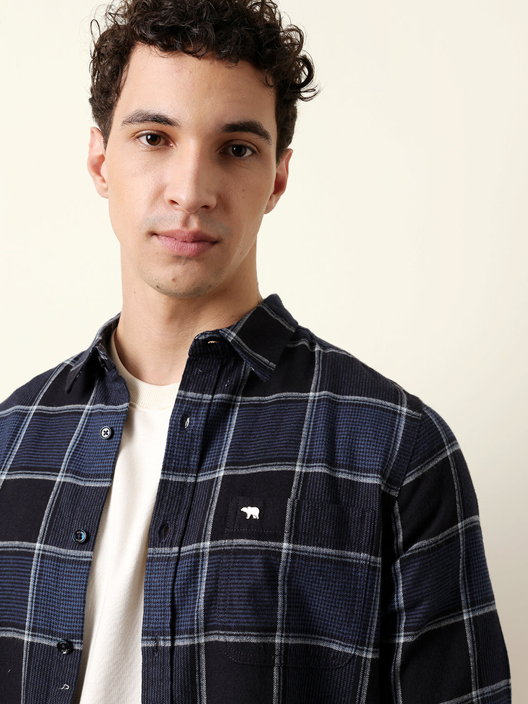 Blue Regular Fit Woven Check Flannel Casual Shirt