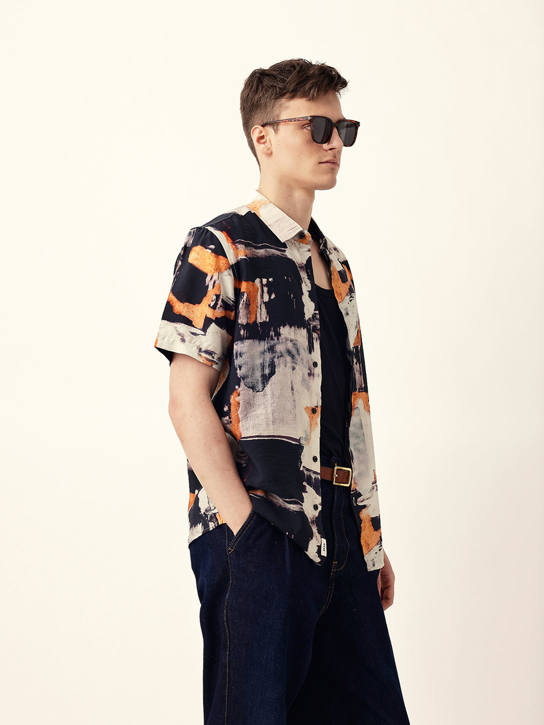 Multicolor Artistic Brushstroke Printed Regular Fit Casual Shirt