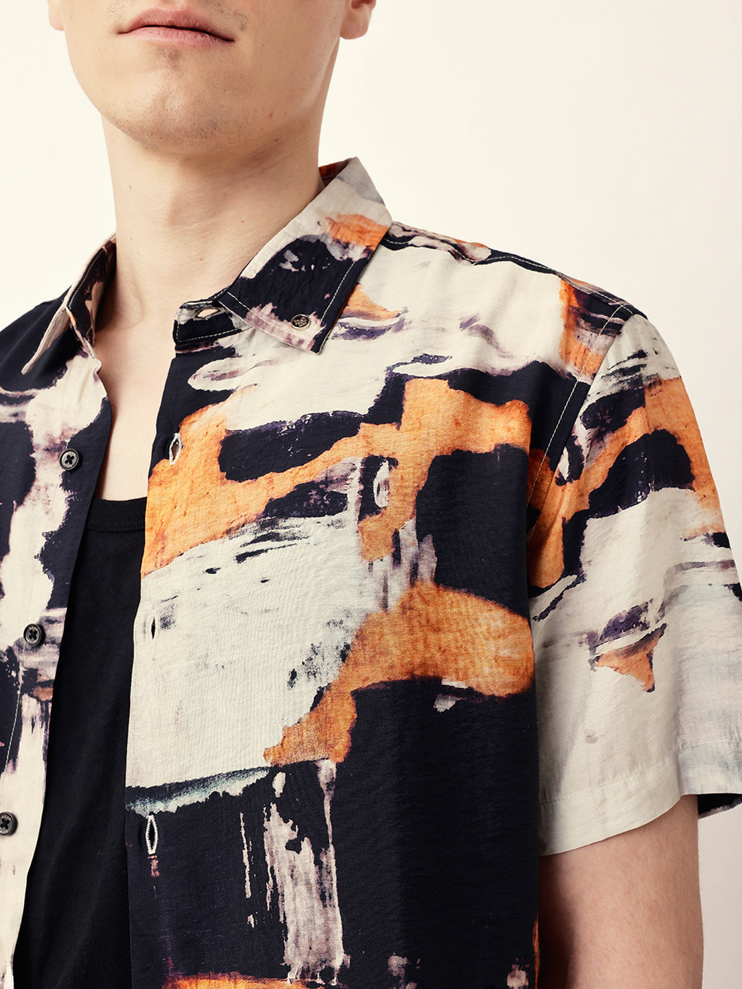 Multicolor Artistic Brushstroke Printed Regular Fit Casual Shirt