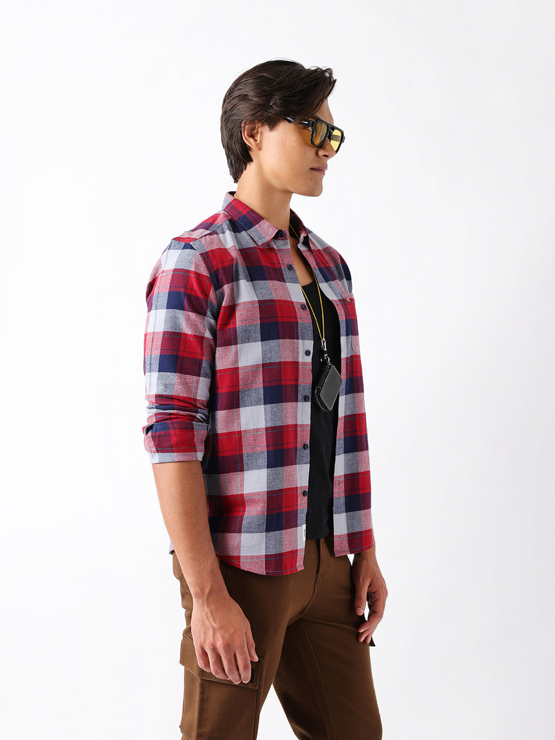 Multicolor Flannel Check Slim Fit Casual Shirt