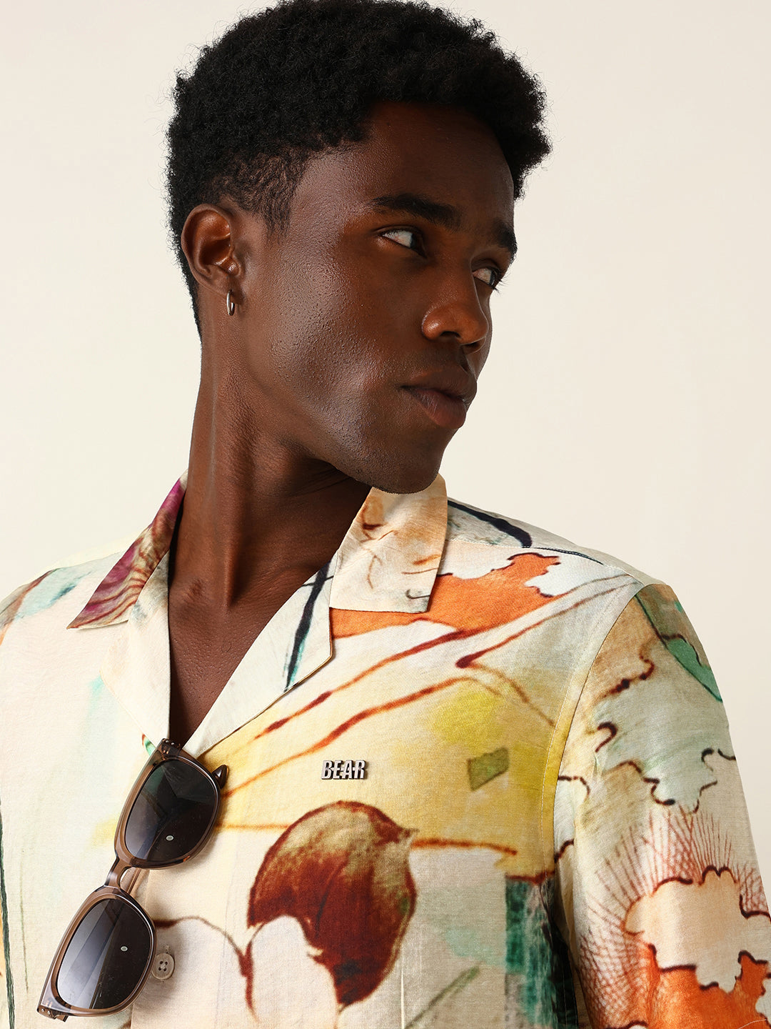 Multicolor Scenic Watercolor Printed Relaxed Fit Short Sleeve Shirt