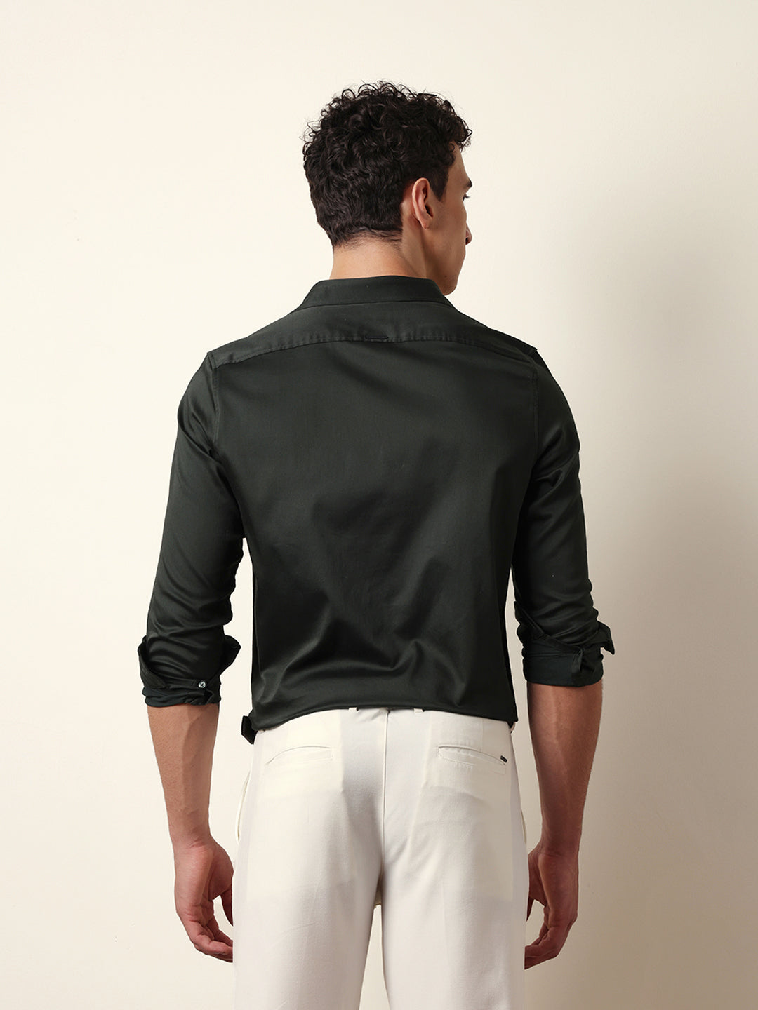 Dark Green Solid Tailored Fit Formal Shirt