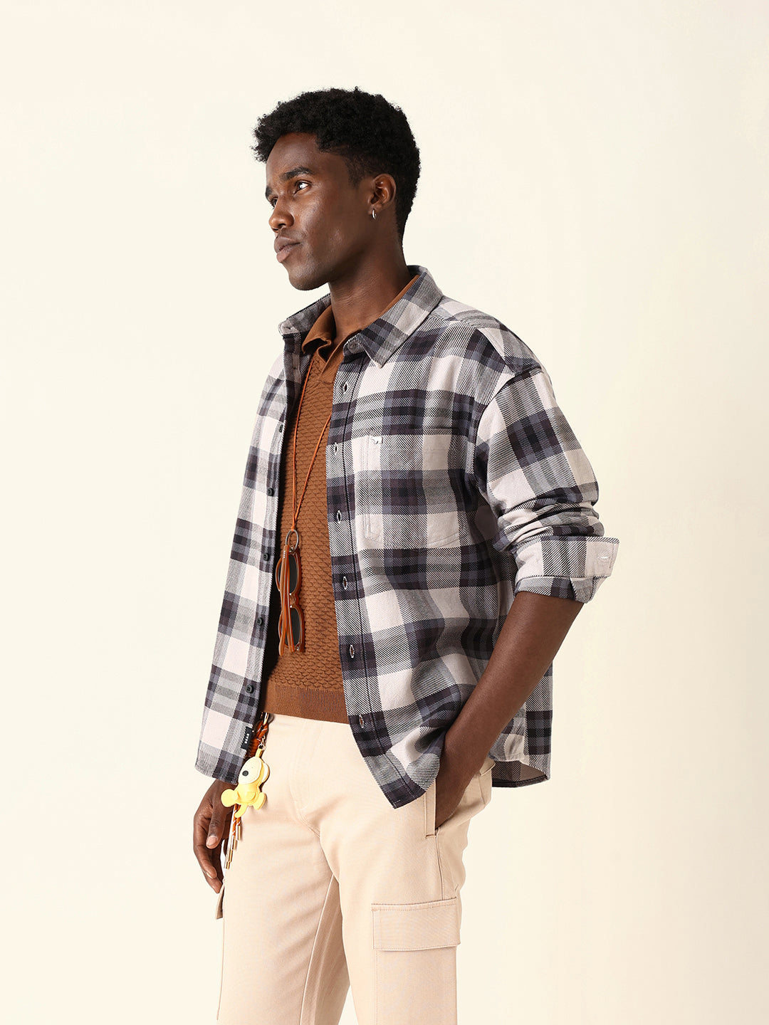 Multicolor Woven Check Regular Fit Casual Shirt