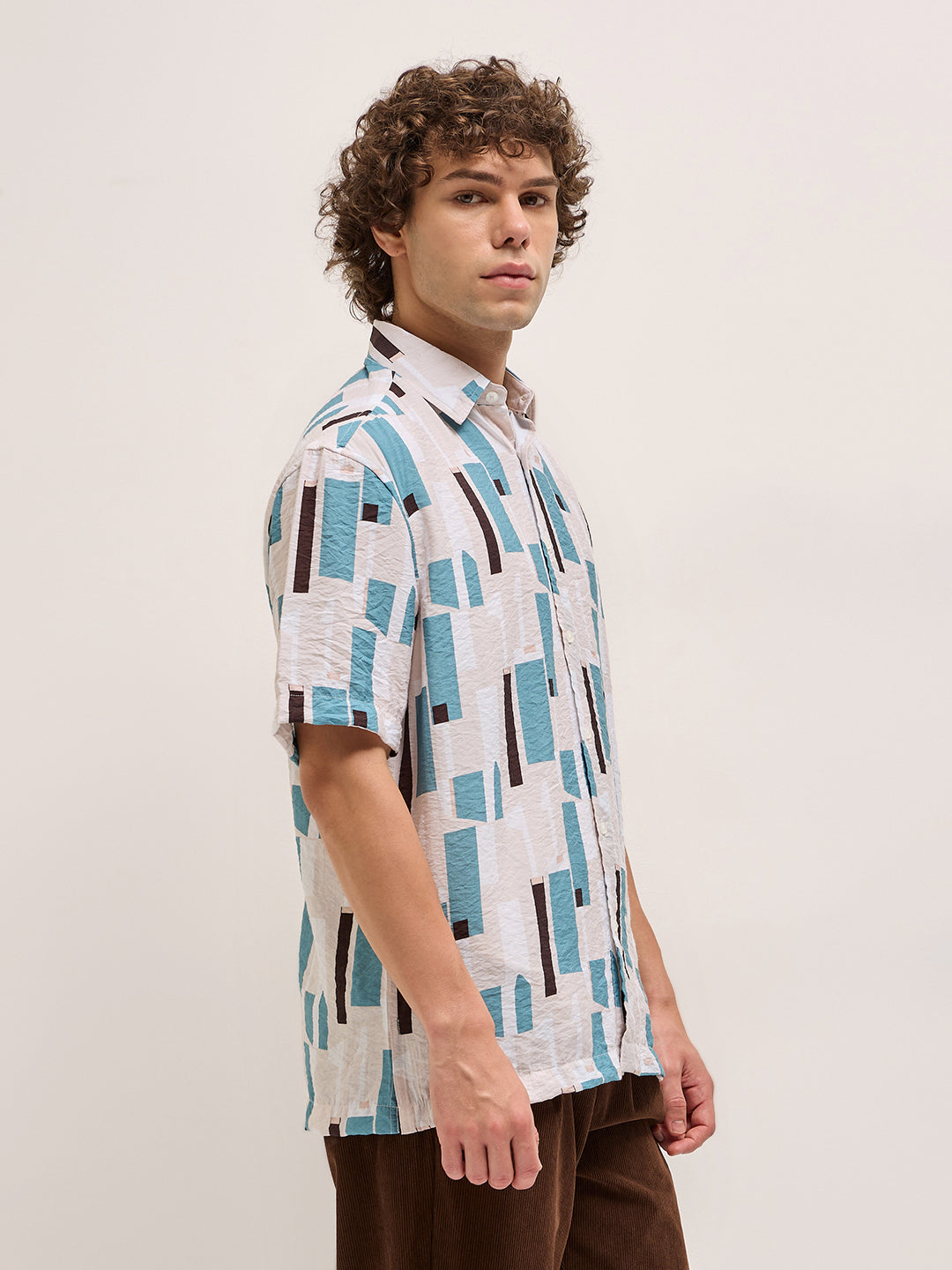 Multi-Color Geometrical Print Relax Fit Casual Shirt