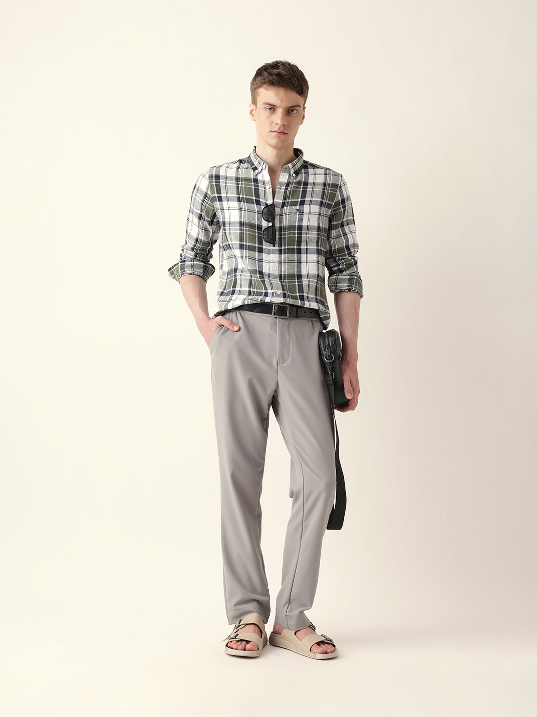 Multicolor Woven Tartan Checked Slim Fit Casual Shirt