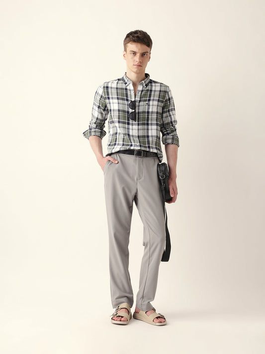 Multicolor Woven Tartan Checked Slim Fit Casual Shirt