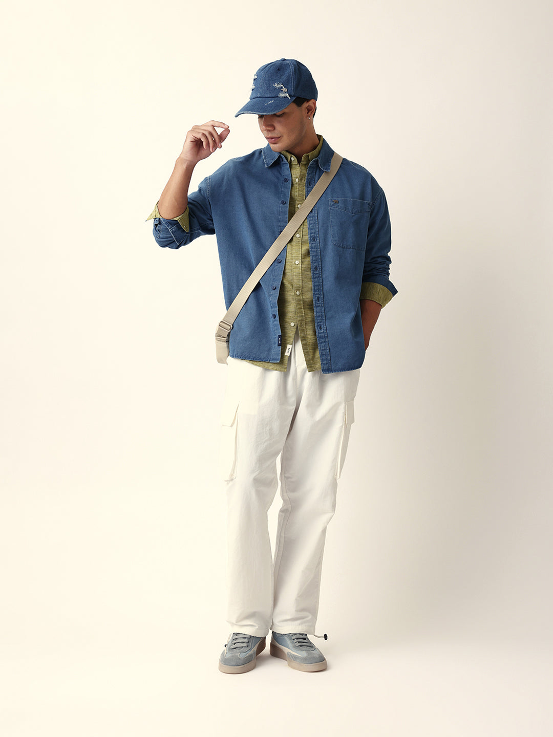 Blue Solid Denim Relaxed Fit Overshirt