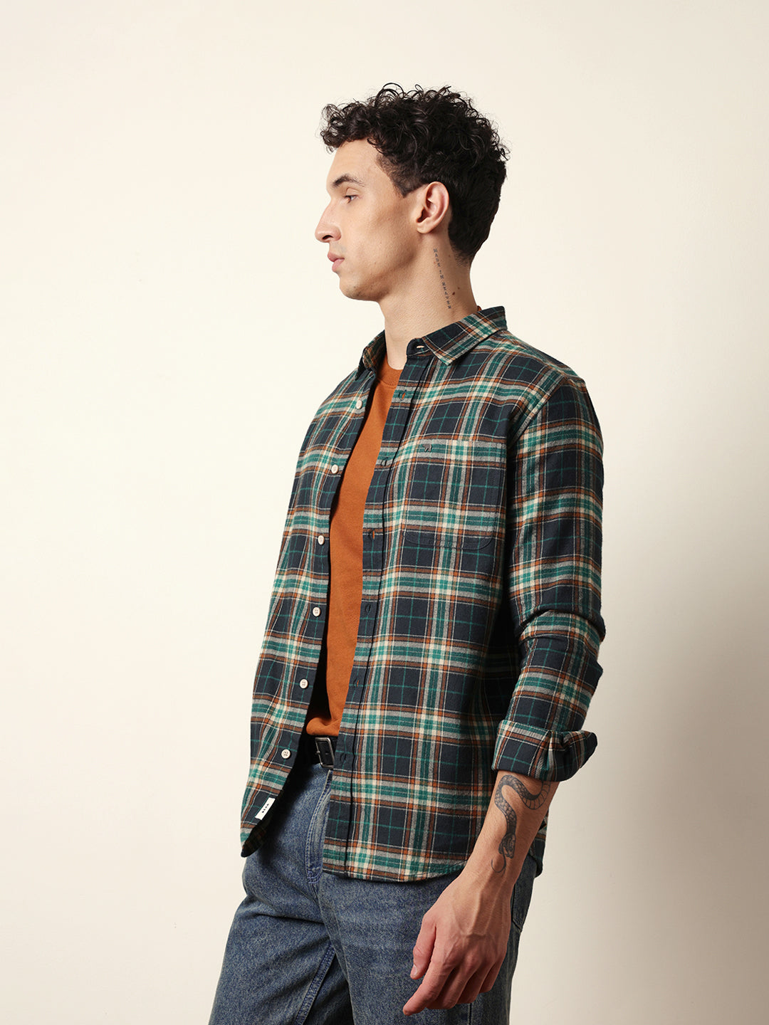Multicolor Flannel Checked Regular Fit Casual Shirt