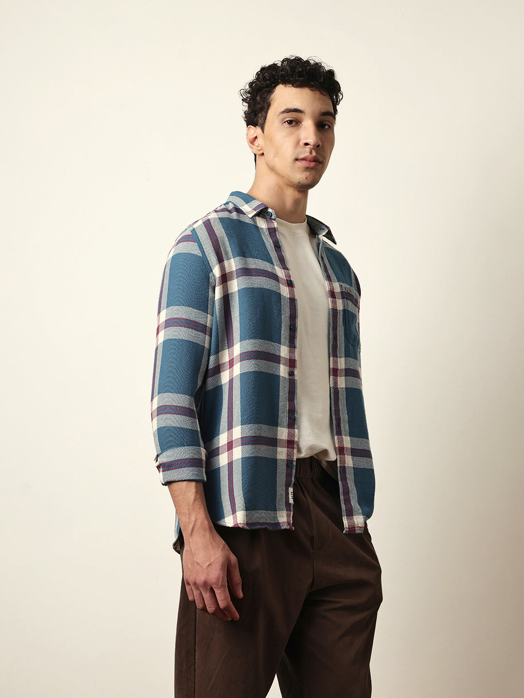 Multicolor Slim Fit Casual Shirt with Woven Check Pattern