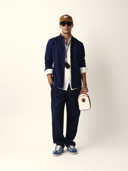 Dark Blue Denim Slim Fit Casual Shirt