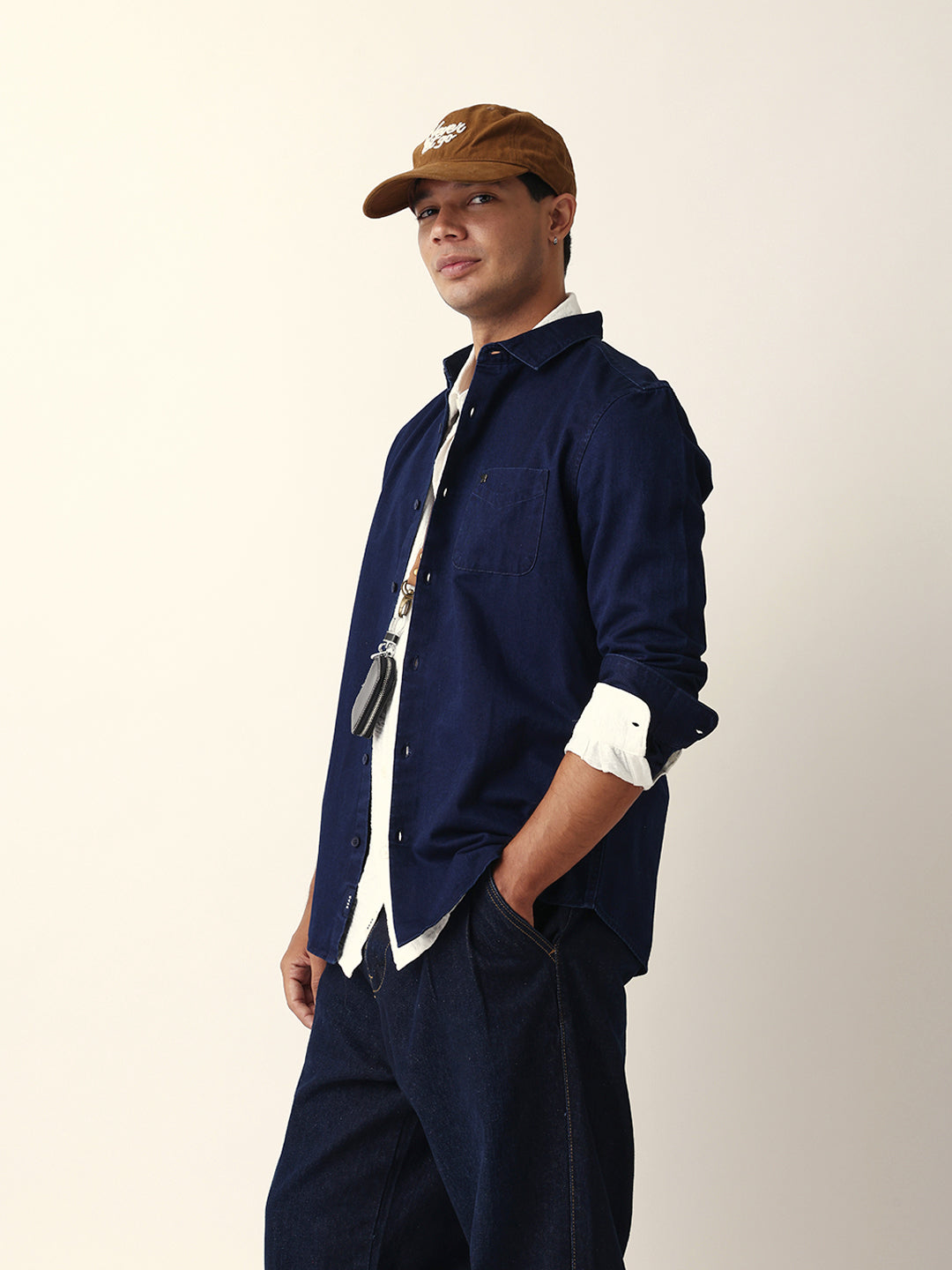 Dark Blue Denim Slim Fit Casual Shirt