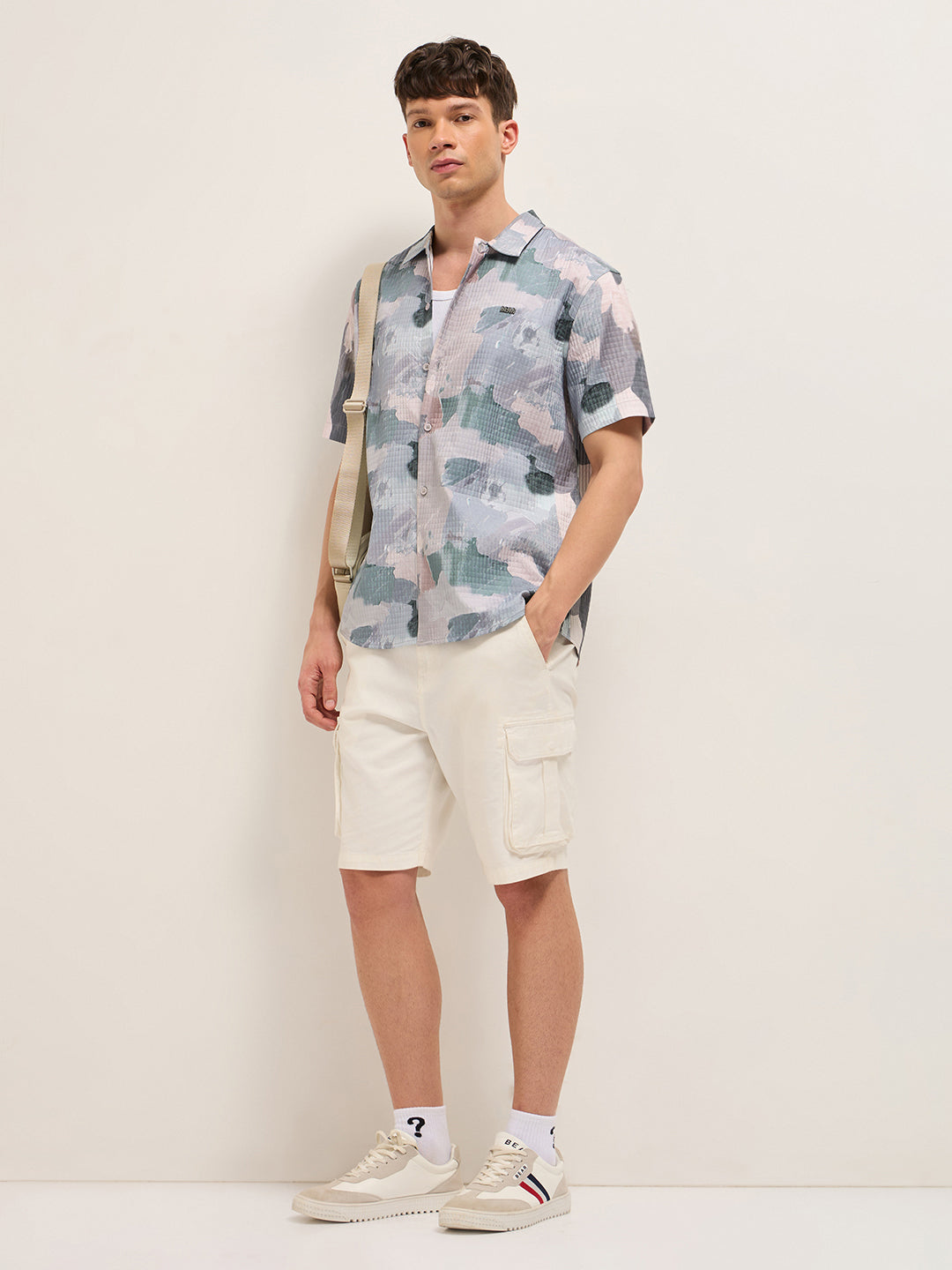 Multicolor Textured Check Abstract Digital Print Relaxed Fit Casual Shirt