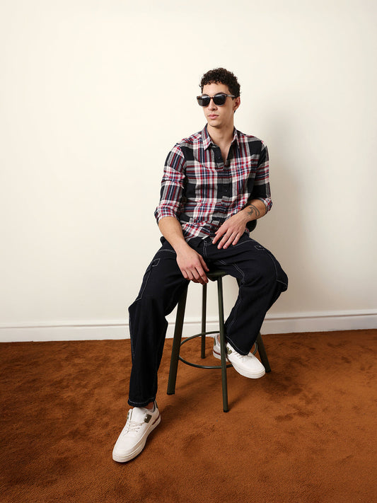 Multicolor Regular Fit Woven Check Flannel Casual Shirt
