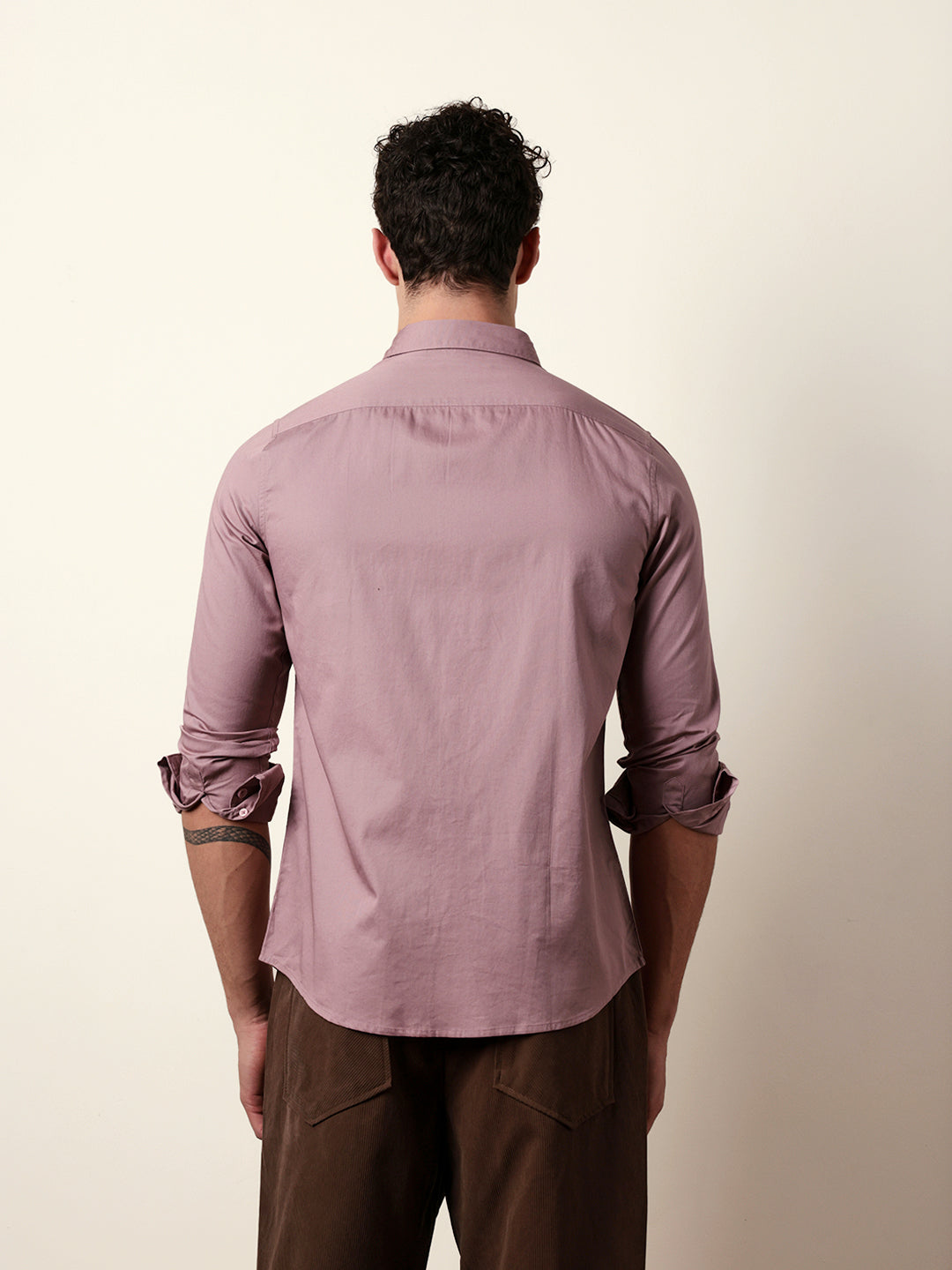Pink Solid Cotton Slim Fit Casual Shirt