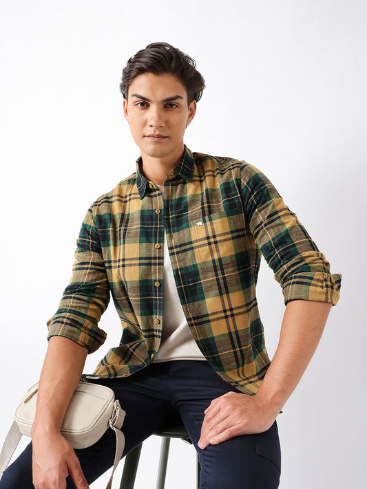 Multicolor Woven Checked Slim Fit Casual Shirt