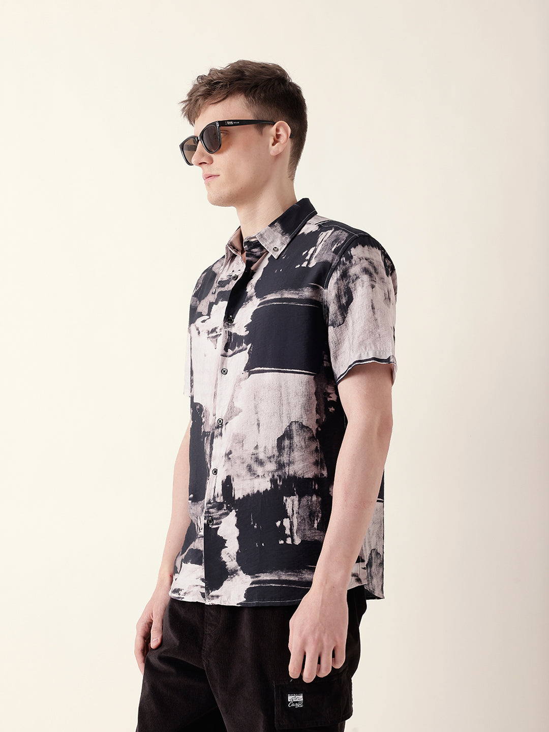 Multicolor Artistic Brushstroke Printed Regular Fit Casual Shirt