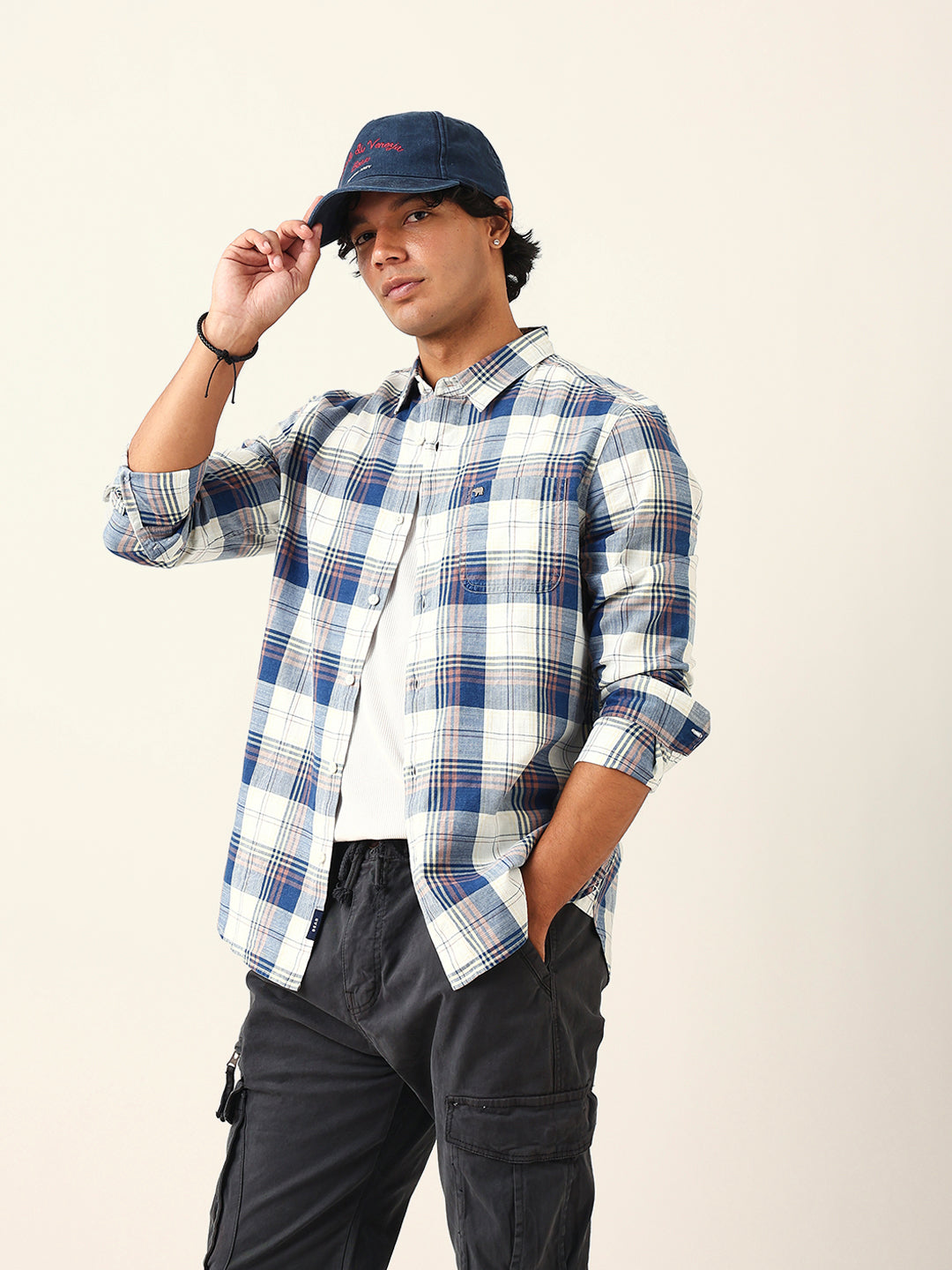 Multicolor Woven Check Slim Fit Casual Shirt