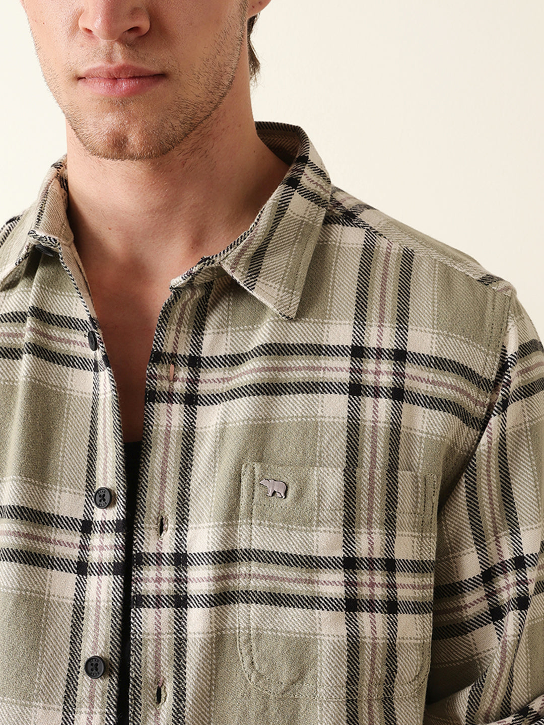 Green Regular Fit Checked Flannel Casual Shirt