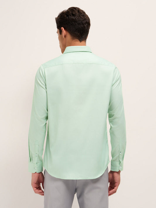 Green Herringbone Woven Tailored Fit Formal Shirt
