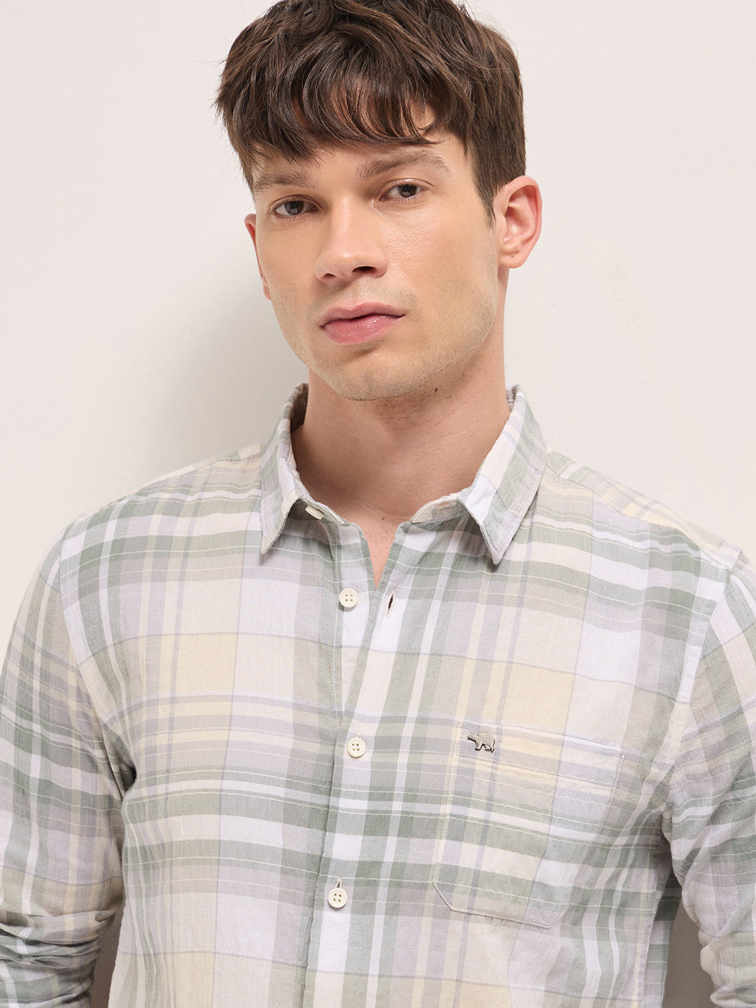Multicolor Woven Check Slim Fit Casual Shirt