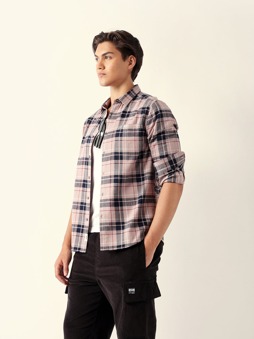 Multicolor Woven Checked Slim Fit Casual Shirt