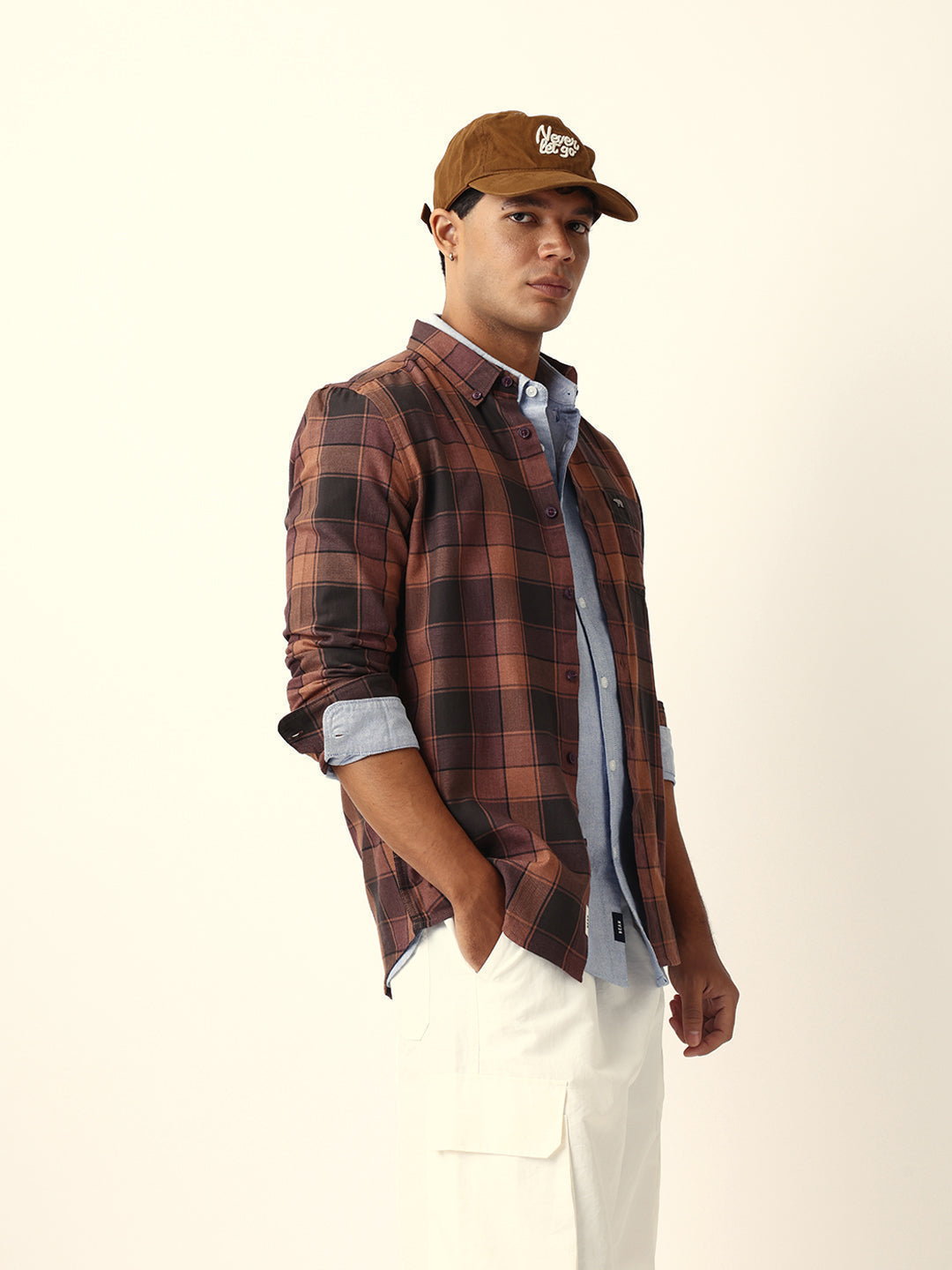 Multicolor Woven Tartan Checks Slim Fit Casual Shirt