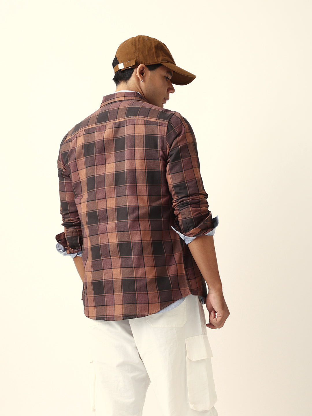 Multicolor Woven Tartan Checks Slim Fit Casual Shirt