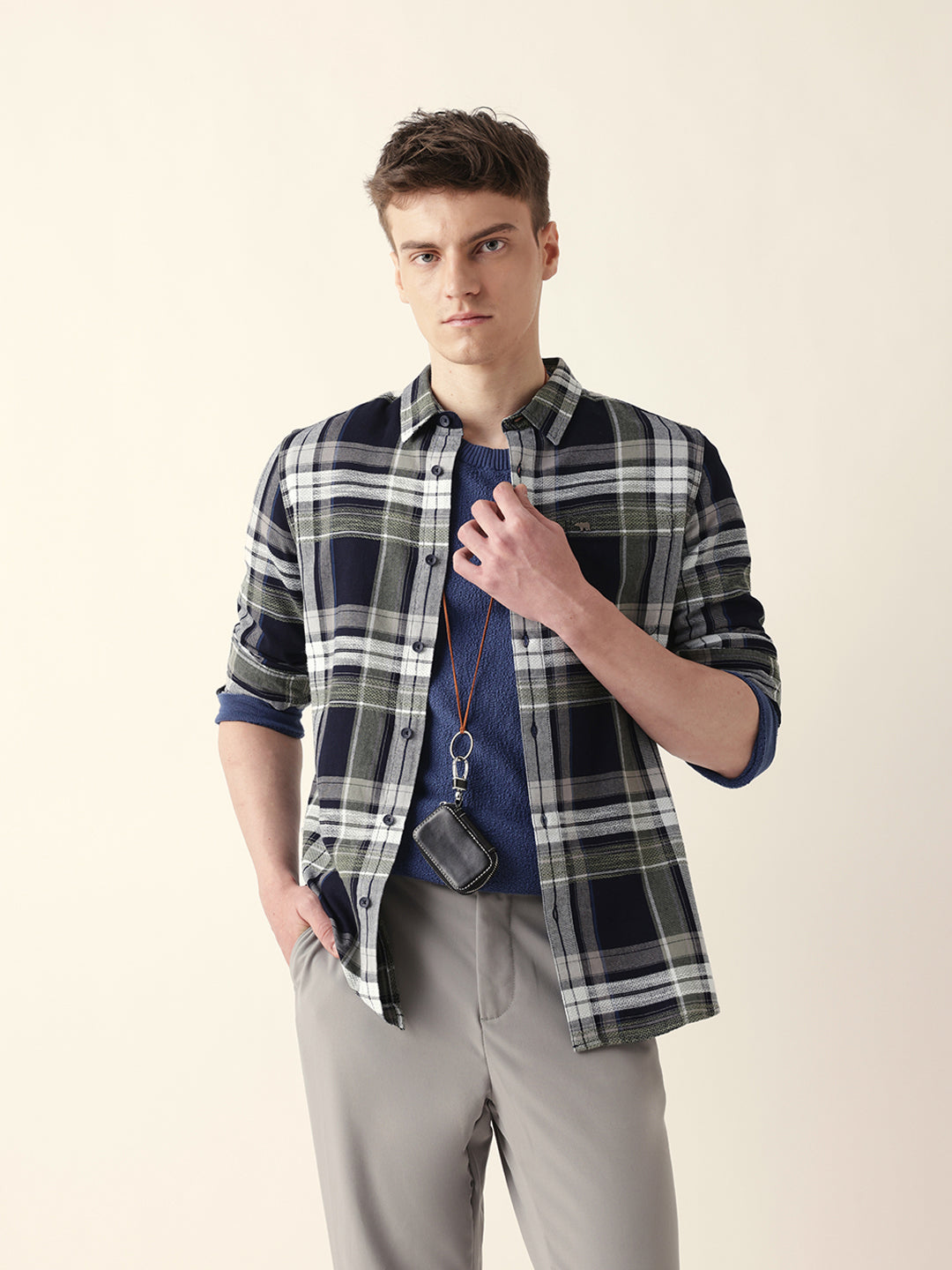 Multicolor Classic Tartan Woven Checked Slim Fit Casual Shirt