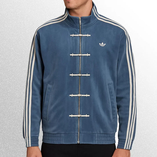 Blue Mandarin Collar Jacket